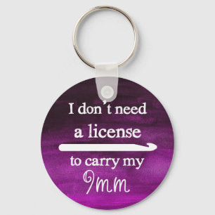 Crochet Hook License Crafts Purple Watercolor Key Ring