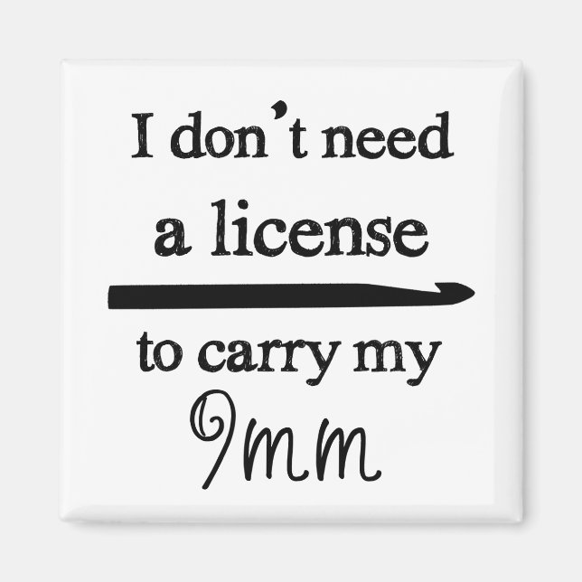 Crochet Hook License Magnet (Front)