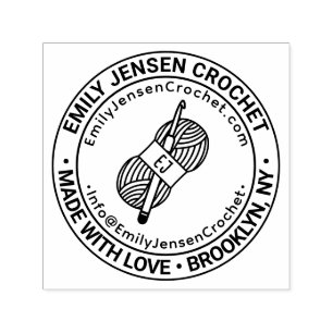 Crochet Hook Yarn Business Name Location URL Email Self-inking Stamp