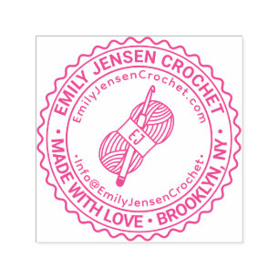 Crochet Hook Yarn Business Nm Location URL Email S Self-inking Stamp
