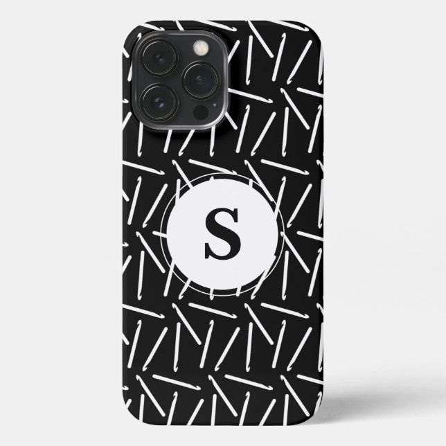 Crochet Hooks Crafts Monogram Dark iPhone Case (Back)
