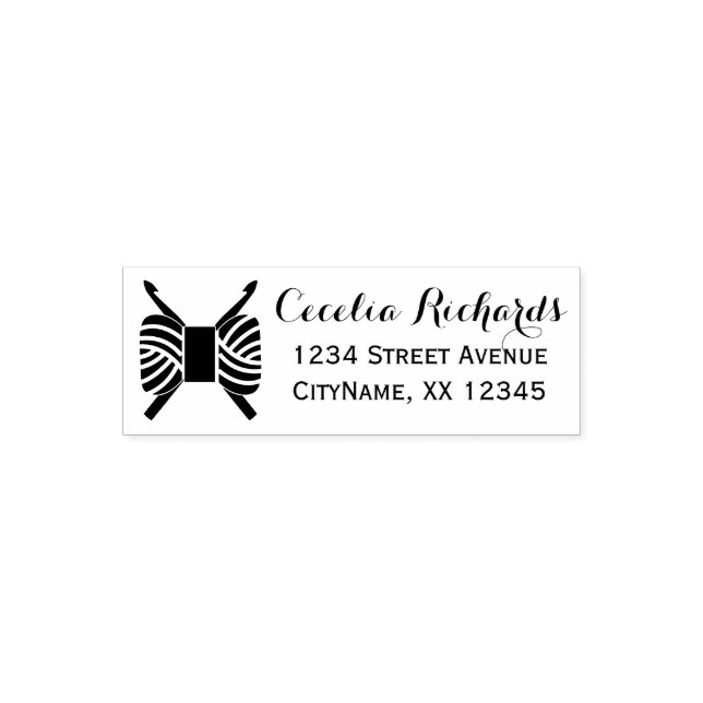 Crochet Hooks • Crafts & Yarn Address / Text Self-inking Stamp (Design)