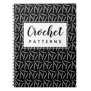 Crochet Hooks Yarn Crafts Pattern Organising Dark Notebook