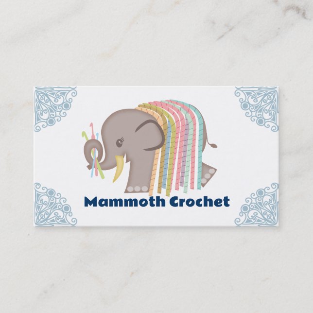 Crochet hooks yarn elephant woolly mammoth card (Front)