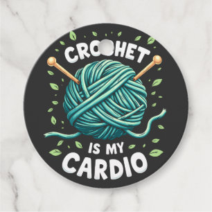 Crochet is my cardio Sewing yarn Fitness Favour Tags
