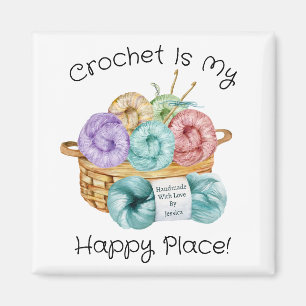 Crochet Is My Happy Place Personalised Magnet