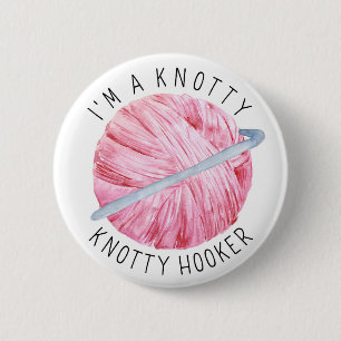 Crochet Joke Pink Yarn 6 Cm Round Badge