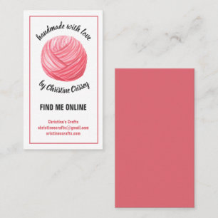Crochet / Knit Pink Yarn Handmade Craft Business Card