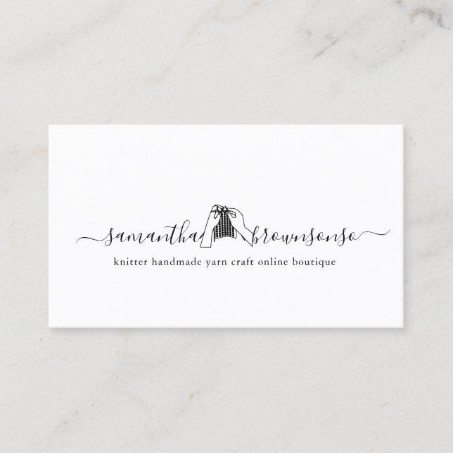 Crochet knitter handmade yarn craft boutique business card (Front)
