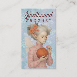 Crochet knitting handspun yarn fairy elf girl business card