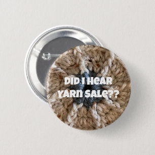 Crochet Knitting Humour Beige Blue Craft Love Yarn 6 Cm Round Badge