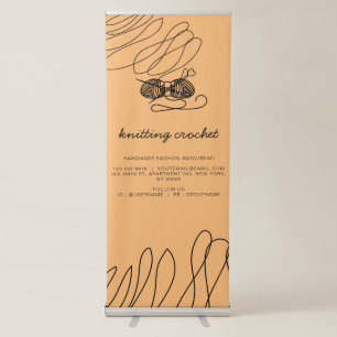 Crochet Knitting Orange Handmade Yarn Amigurumi Retractable Banner