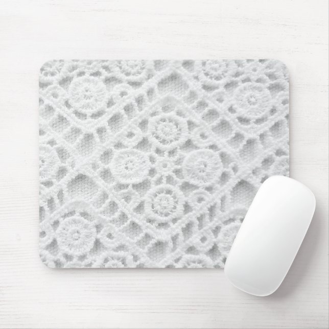 Crochet Lace Pattern Mouse Mat (With Mouse)