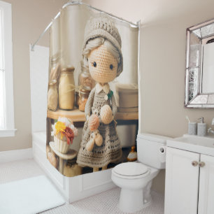 Crochet lady shower curtain