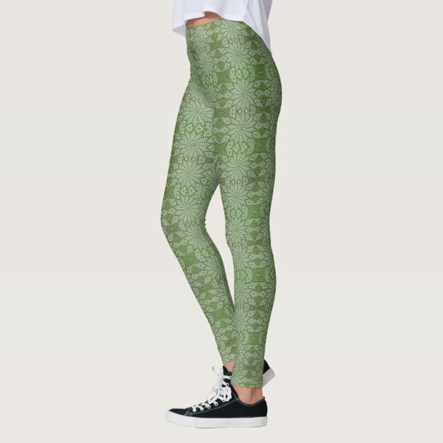 Crochet Look Leggings Green - HAMbyWG (Left)