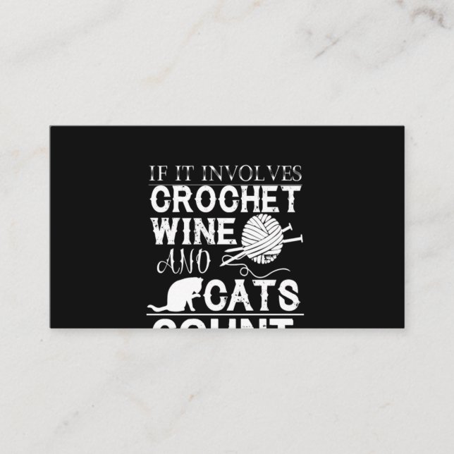 Crochet Lover|Crochet Wine And Cat Count Business Card (Front)
