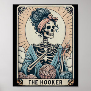 Crochet Lover Tarot Card Funny Crochet Skeleton Poster