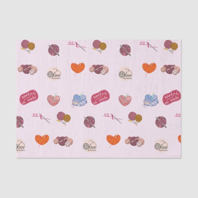 Crochet Lover Yarn Balls and Crochet Hooks   Tissue Paper (Front)