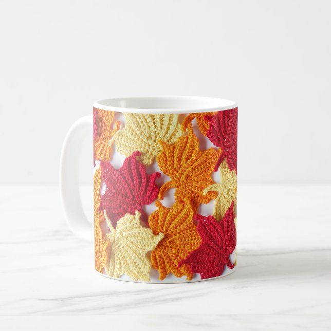 Crochet Maple Leaves Mug (Front Left)