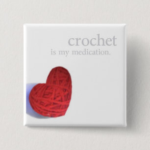 crochet medication heart button