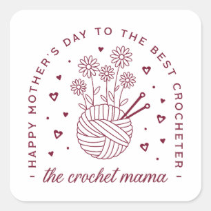 Crochet mum happy mothers day crocheting mama square sticker