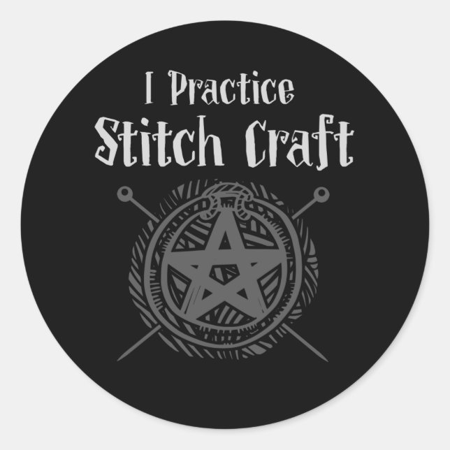 Crochet Mum Witch Occult Crafting Yarn Lover Classic Round Sticker (Front)