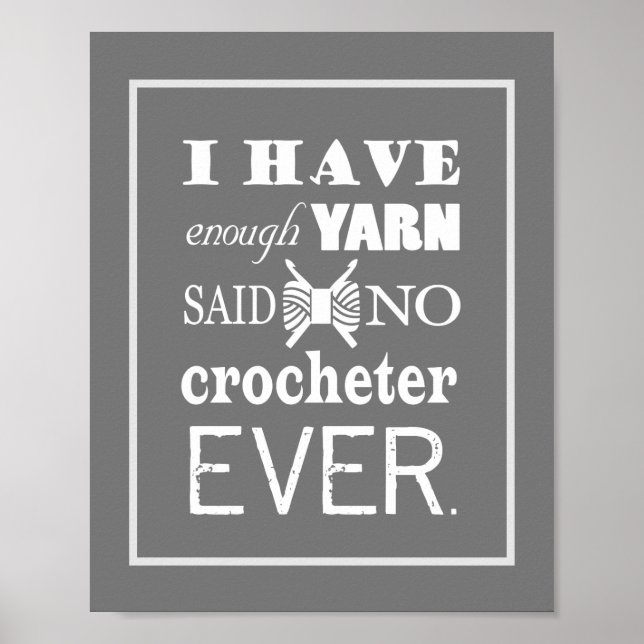 Crochet Not Enough Yarn Craft Room Dark Poster (Front)