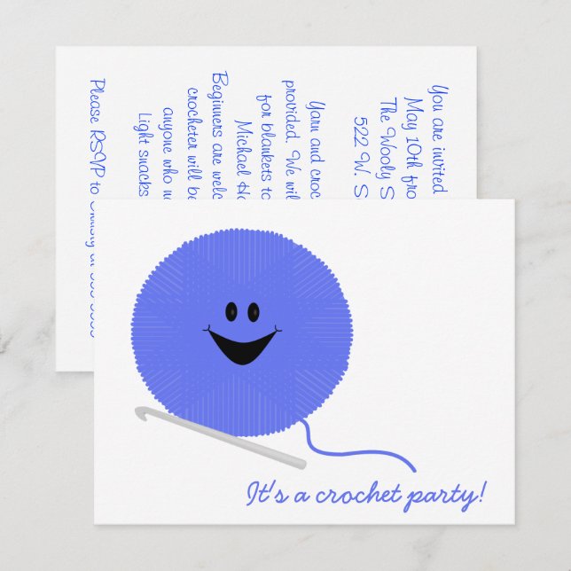 Crochet Party Invitation (Front/Back)