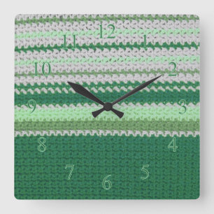 Crochet pattern - Green stripes Square Wall Clock