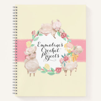 Crochet Projects Notebook with Cute Llamas