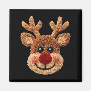 Crochet Reindeer Face Merry Christmas Girly Kids T Magnet