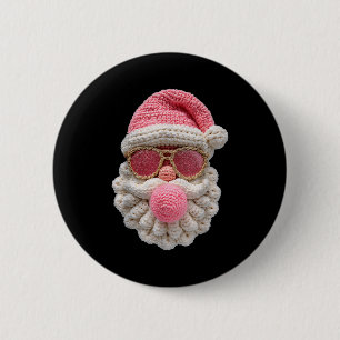 Crochet Santa Blowing Bubble Gum Christmas Girly K 6 Cm Round Badge