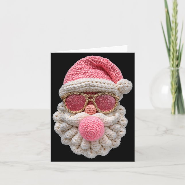 Crochet Santa Blowing Bubble Gum Christmas Girly K Card (Front)