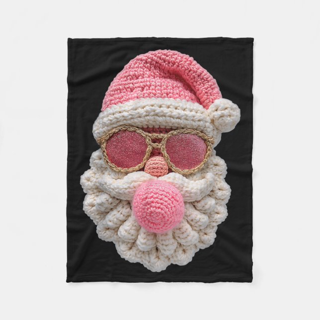 Crochet Santa Blowing Bubble Gum Christmas Girly K Fleece Blanket (Front)