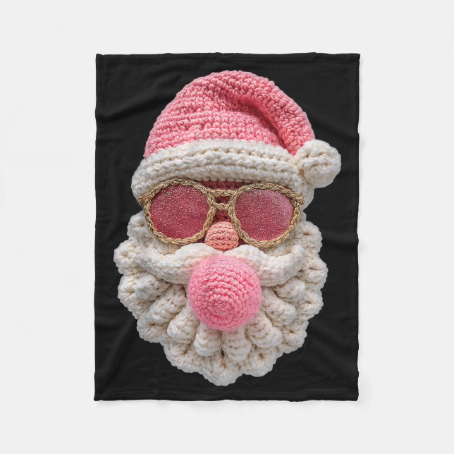 Crochet Santa Blowing Bubble Gum Christmas Girly K Fleece Blanket (Front)