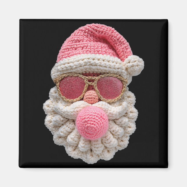 Crochet Santa Blowing Bubble Gum Christmas Girly K Magnet (Front)