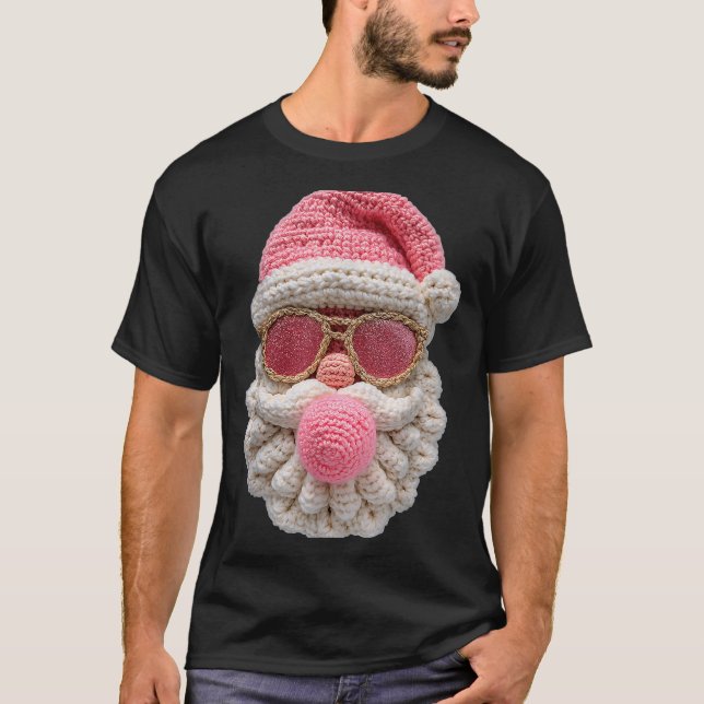 Crochet Santa Blowing Bubble Gum Christmas Girly K T-Shirt (Front)