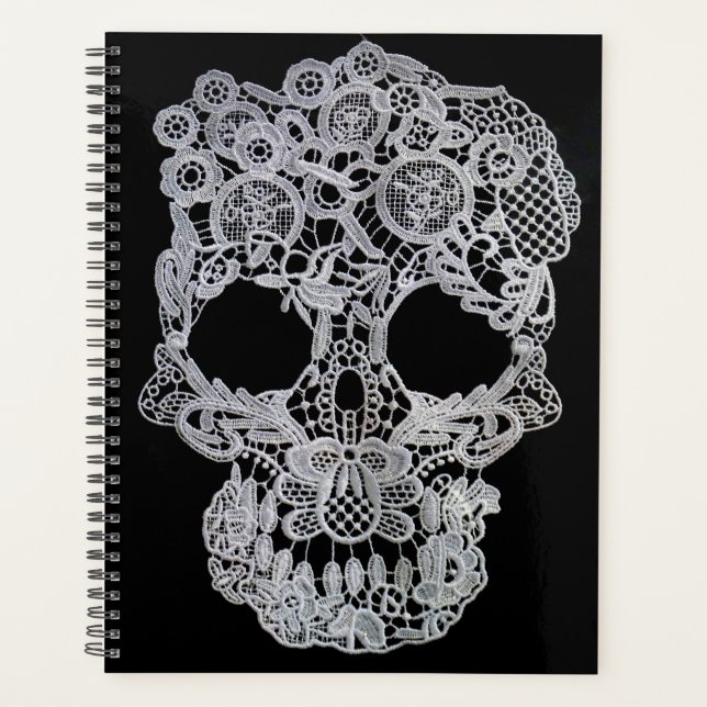 Crochet skull notebook planner (Front)