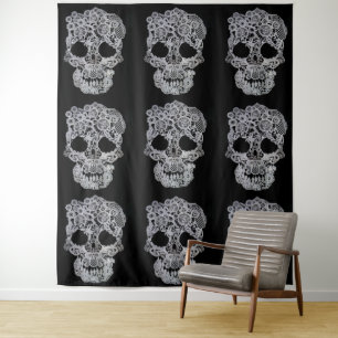 Crochet skull tapestries