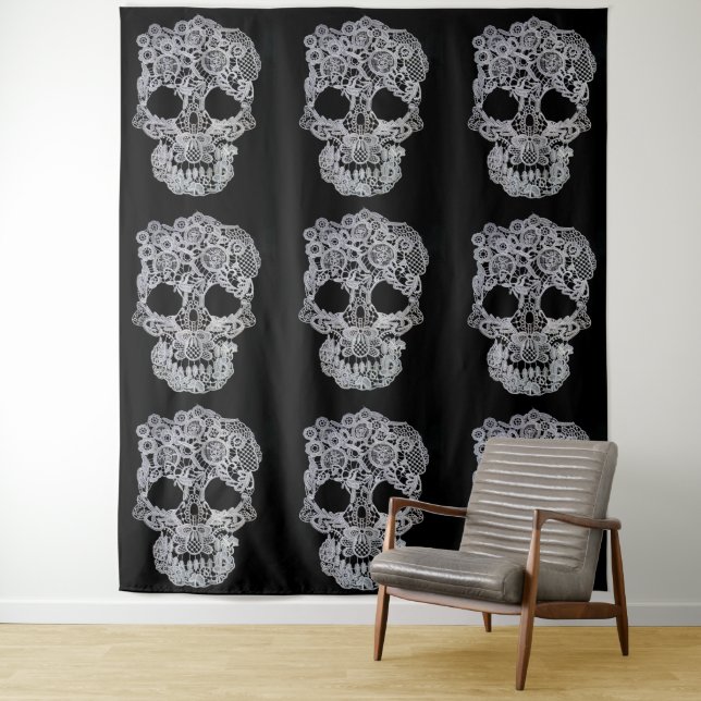 Crochet skull tapestries (In Situ)