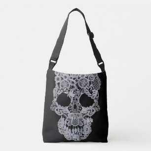 Crochet skull tote bag.