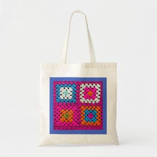 Crochet Square Vivid Colors Crochet Lovers Tote Bag