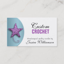 Crochet Star Shaped Yarn Purple Blue Business Card