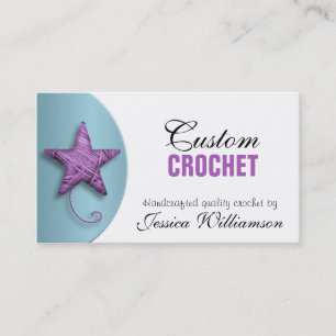 Crochet Star Shaped Yarn Purple Blue Business Card