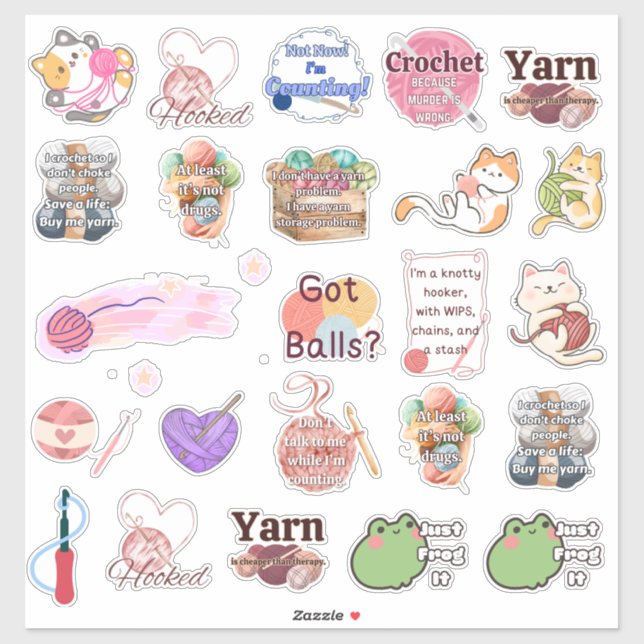 Crochet Sticker Assortment (Sheet)