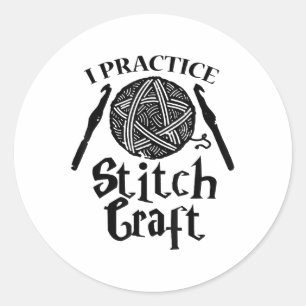 Crochet Stitch Craft Classic Round Sticker