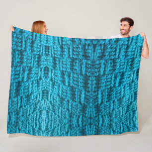 Crochet Weave Stitch Turquoise Fleece Blanket