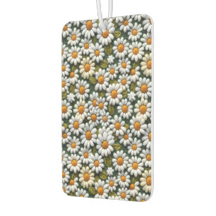 Crochet White Daisies Spring Wildflowers Car Air Freshener
