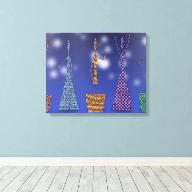 Crochet Women dancing Silloute pattern  Canvas Print (Insitu(Wood Floor))