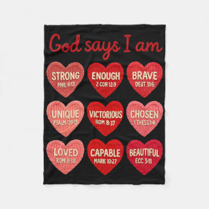 Crochet Yarn God Says I Am Christian Candy Heart V Fleece Blanket
